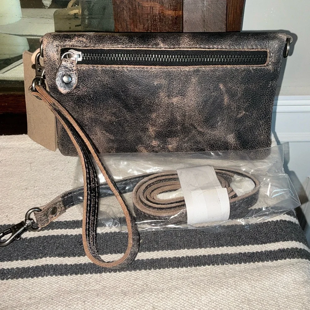 NWT Bed Stu Leather Cadence Wallet Wristlet Crossbody Bag Black Lux MSRP 175 - Picture 2 of 15